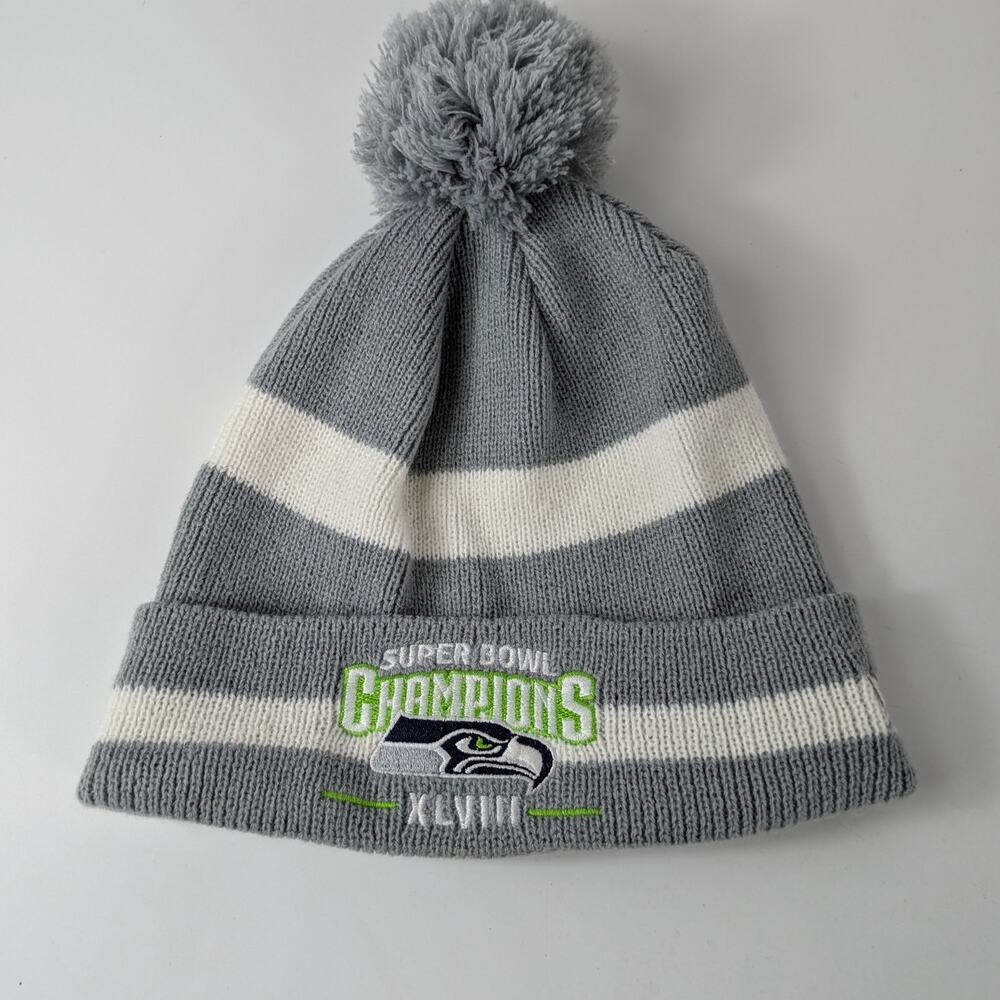 Seattle Seahawks Beanie Super Bowl XLVIII 48 Champions 2014 Football Mens Womens